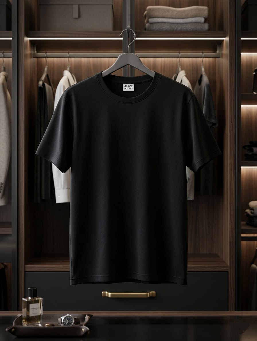 Black t-shirt for men with The Future logo premium cotton
