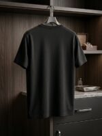 Black t-shirt for men with small Chinese logo chest print premium cotton