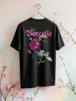 Black unisex cotton t-shirt with printed logo premium quality