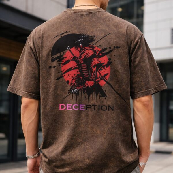 acid wash brown t shirt for men oversized streetwear