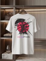 White streetwear t-shirt for men with premium logo sticker cotton